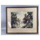 Vtg Framed Print Signed by Al Wettel