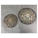 Vintage Sterling Silver Overlay Glass Trivets