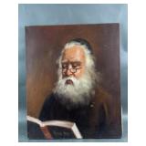 Vintage Canvas Rabbi Reading a Book Painting