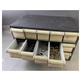 Cabinet With Assorted Used Scrap Watch Pieces