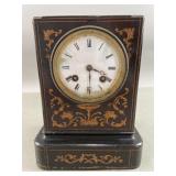 Small Antq T&S French Inlaid Mantle Clock
