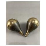 2 Small Brass Pear Shaped Clock Wts 2lbs3oz each