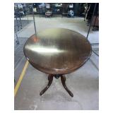 Vintage Oval Dark Wood Pedestal Accent Table