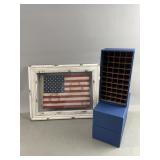 Distressed Framed Flag & Nickel Tube Storage