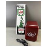 Dr Pepper Personal Cooler & Sinclair Sign