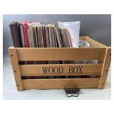 Large Lot of Vntg. Records In Wood Box