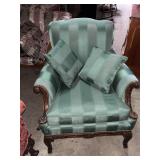 Vintage Green Striped Armchair