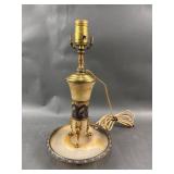 Enamel Painted Metal & Marble Vtg Table Lamp