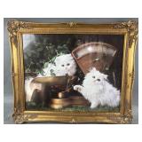 Ornate Framed Kittens On Vtg Scale Poster