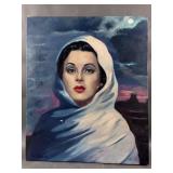 Signed Hooded Woman Portrait Painting