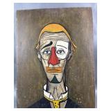 Bernard Buffet Reprod. Clown Painting Canvas Board