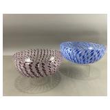 Greenfield Vlg? Art Glass Candy Cane Swirled Bowls