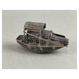 Antq Sterling Silver Filigree Boat