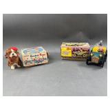 Mechanical Acrobat Puppy & Old Fashioned Car Tin