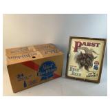Vintage Pabst Bock Beer Sign & Cardboard Box