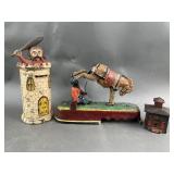 Cast Iron Mechanical Castle Bank & More