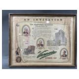 Framed 1941 Vernorï¿½s 75th Anniversary Invitation