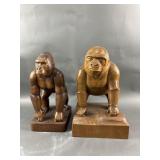 Bushman & Gargantua Wood Gorilla Statues