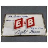 Vintage Detroit E&B Light Beer Glass Sign