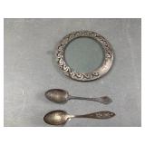 Antique Signed Sterling Silver Trivet & Spoons