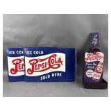 Vtg. Metal Pepsi Advertising Signs & Bottle Opener