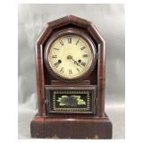 Antique Rosewood Gothic Style Mantle Clock