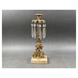 Brass Girandole Candelabra with Crystal Prisms