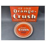 Vintage Orange Crush Drink Tray & Metal Wall Sign
