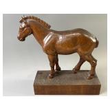 Antique Hand Carved Wooden Horse Sculpture