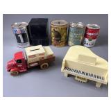 Vintage Banks Cans, Die Cast Truck & More