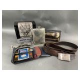 Menï¿½s Vtg Shaving&Overseas Kit, Silver Flask&More