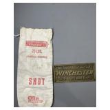 Winchester Gun Advertising Plaque & Ammo Bag