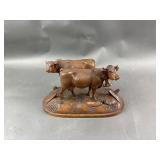Possible Freres Wooden Carved Cow Sculpture