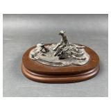 1977 Pollani Getting Acquainted Pewter Statue