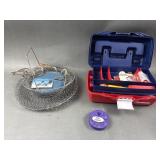 Vtg Floating Fish Basket, Tackle Box & More