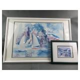 Vintage Framed Watercolor Sailboat Prints