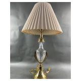 Vintage Gold Metal & Crystal Table Lamp