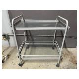 Metal & Glass Rolling Bar Cart