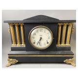 Ingraham Antique Black Wooden Mantle Clock