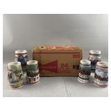 Vtg Budweiser Cardboard Box & Beer Steins