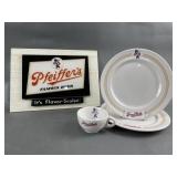 Glass Pfeifferï¿½s Beer Sign & Porcelain