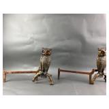 Cast Iron Owl Andiron Fireplace Decor