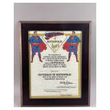 Framed "Superman of Metropolis Award"