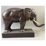 Hand Carved Wood Elephant By Hans Huggler