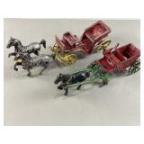 Vtg Metal Horse & Carriage Toys
