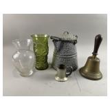Enamelware Coffee Pot, Brass Bell & More