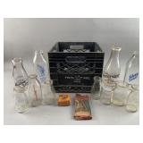 Vtg Glass Milk Bottles, Twin Pines Crate & More