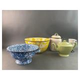Vintage Enamelware & Hall Pottery Pieces