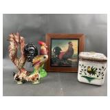 Ceramic & Clay Rooster Figurines, Cookie Jar &More