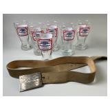Budweiser Cowhide Wasitbelt & Pilsner Glasses